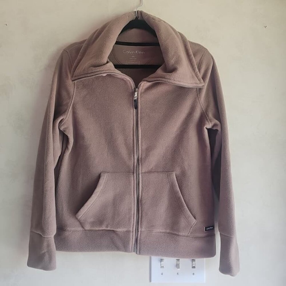 Calvin Klein Performance Brown Polyester Front Zip Closure Jacket-Size: Small